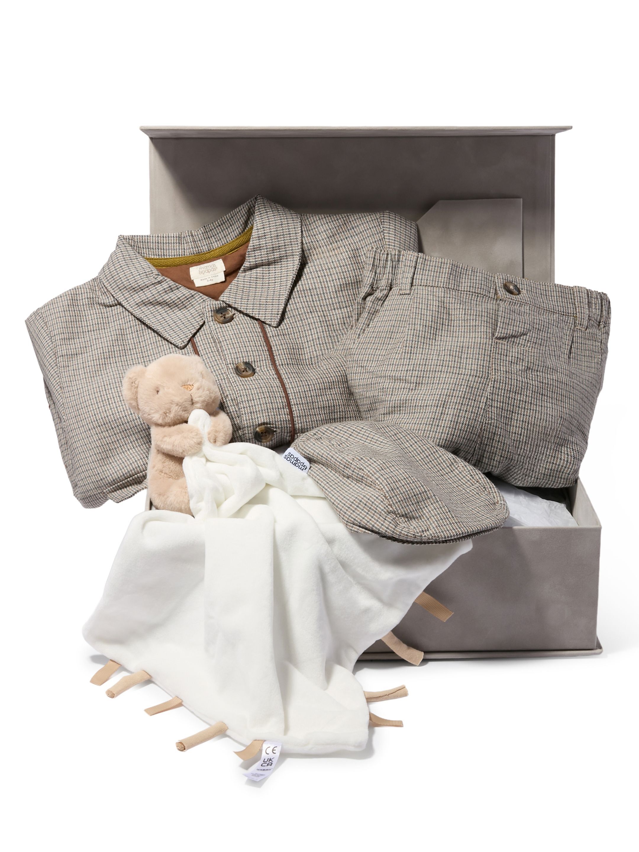 Houndstooth Bomber Jacket, Trousers & Flat Cap Baby Gift Set image number 1